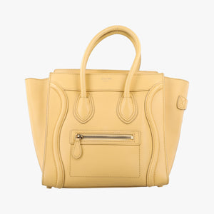 Pre-owned Celine Luggage Micro shopper Yellow Leather handbag | stylenewstar