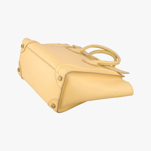 Pre-owned Celine Luggage Micro shopper Yellow Leather handbag | stylenewstar