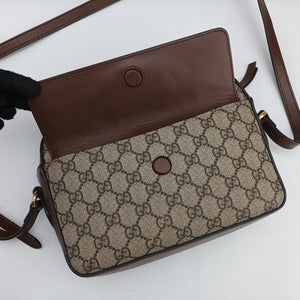 Vintage Gucci Horsebit 1955 beige×brown PVC coated canvas ×Leather 645454 shoulderbag | stylenewstar