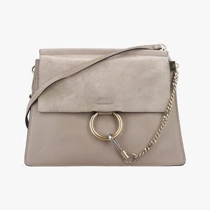Pre-owned Chloe FAYE Grey Suede × leather shoulderbag | stylenewstar