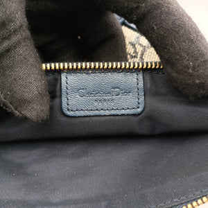 Pre-owned Christian Dior Saddle Navy Jacquard x Leather shoulderbag | stylenewstar