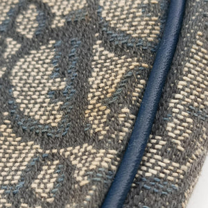Pre-owned Christian Dior Saddle Navy Jacquard x Leather shoulderbag | stylenewstar