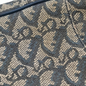 Pre-owned Christian Dior Saddle Navy Jacquard x Leather shoulderbag | stylenewstar