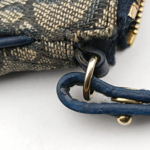Pre-owned Christian Dior Saddle Navy Jacquard x Leather shoulderbag | stylenewstar