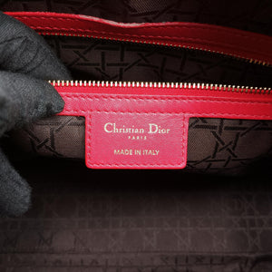 Pre-owned Christian Dior Lady Dior Red lambskin shoulderbag | stylenewstar