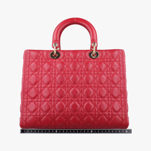 Pre-owned Christian Dior Lady Dior Red lambskin shoulderbag | stylenewstar