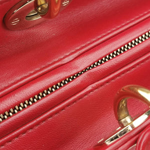 Pre-owned Christian Dior Lady Dior Red lambskin shoulderbag | stylenewstar