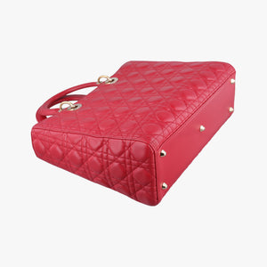 Pre-owned Christian Dior Lady Dior Red lambskin shoulderbag | stylenewstar