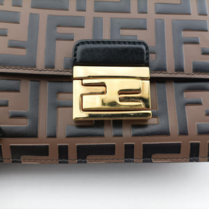 Pre-owned Fendi Kan U Brown×black Leather 8M0417 shoulderbag | stylenewstar