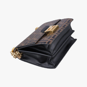 Pre-owned Fendi Kan U Brown×black Leather 8M0417 shoulderbag | stylenewstar