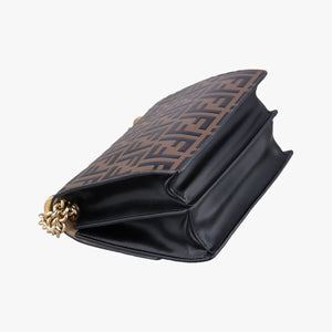 Pre-owned Fendi Kan U Brown×black Leather 8M0417 shoulderbag | stylenewstar