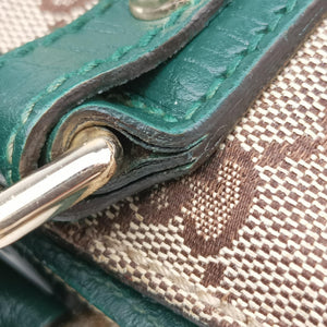 Pre-owned Gucci Horsebit Hasler Green × Brown GGCanvas×Leather 137475 handbag | stylenewstar