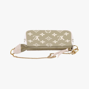 Pre-owned Louis Vuitton Mini Pochette Accessoires Khaki × Beige Monogram Empreinte M81284 handbag | stylenewstar