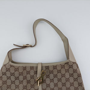 Pre-owned Gucci Jackie Ivory × Beige canvas×leather 001.40 handbag | stylenewstar