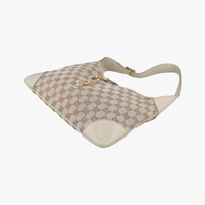 Pre-owned Gucci Jackie Ivory × Beige canvas×leather 001.40 handbag | stylenewstar