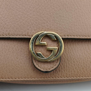 Pre-owned Gucci Interlocking G Beige Leather 510314 shoulderbag | stylenewstar