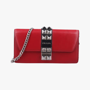 Secondhand Prada Elektra Studded Red Leather IDH061 shoulderbag | stylenewstar
