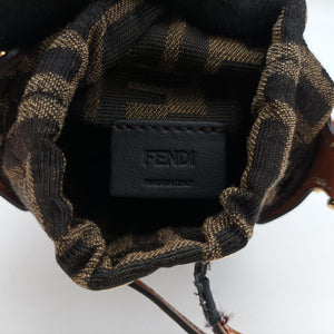 Pre-owned Fendi Nano Step Out Brown Canvas×Leather 7AS189 shoulderbag | stylenewstar