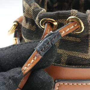 Pre-owned Fendi Nano Step Out Brown Canvas×Leather 7AS189 shoulderbag | stylenewstar