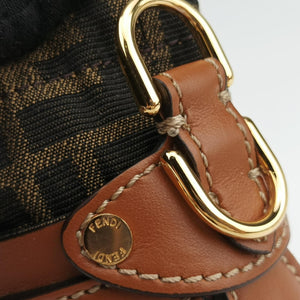 Pre-owned Fendi Nano Step Out Brown Canvas×Leather 7AS189 shoulderbag | stylenewstar