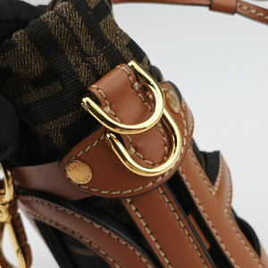 Pre-owned Fendi Nano Step Out Brown Canvas×Leather 7AS189 shoulderbag | stylenewstar