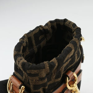 Pre-owned Fendi Nano Step Out Brown Canvas×Leather 7AS189 shoulderbag | stylenewstar