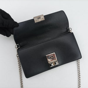 Pre-owned Prada Elektra Studded Black Leather IDH061 shoulderbag | stylenewstar