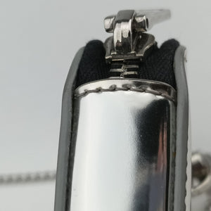Pre-owned Prada Triangle Logo Silver patent shoulderbag | stylenewstar