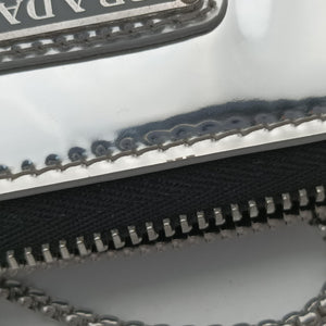 Pre-owned Prada Triangle Logo Silver patent shoulderbag | stylenewstar