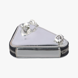 Pre-owned Prada Triangle Logo Silver patent shoulderbag | stylenewstar
