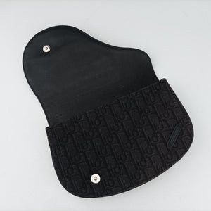 Pre-owned Christian Dior Saddle Black Jacquard×Leather bum bag/waist bag | stylenewstar