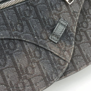 Pre-owned Christian Dior Saddle Black Jacquard×Leather bum bag/waist bag | stylenewstar