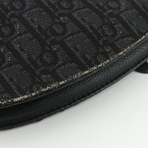 Pre-owned Christian Dior Saddle Black Jacquard×Leather bum bag/waist bag | stylenewstar