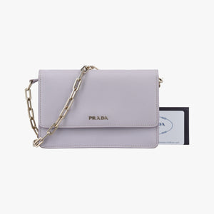 Pre-owned Prada Logo Chain Purple SAFFIANO Leather BT1035 shoulderbag | stylenewstar
