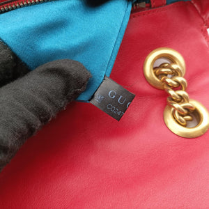 Pre-owned Gucci GG Marmont Red velour 443497 shoulderbag | stylenewstar