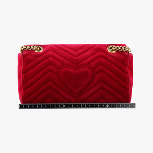 Pre-owned Gucci GG Marmont Red velour 443497 shoulderbag | stylenewstar