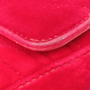 Pre-owned Gucci GG Marmont Red velour 443497 shoulderbag | stylenewstar