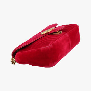 Pre-owned Gucci GG Marmont Red velour 443497 shoulderbag | stylenewstar