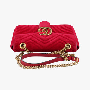 Pre-owned Gucci GG Marmont Red velour 443497 shoulderbag | stylenewstar
