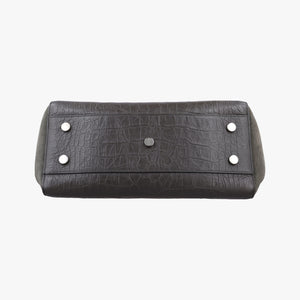 Pre-owned Yves Saint Laurent Cabas Rive Gauche Dark Gray Crocodile Embossed Calfskin Leather 400413 shoulderbag | stylenewstar