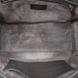 Pre-owned Yves Saint Laurent Cabas Rive Gauche Dark Gray Crocodile Embossed Calfskin Leather 400413 shoulderbag | stylenewstar