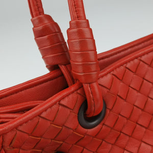 Pre-owned Bottega Veneta Intrecciato Red lambskin handbag | stylenewstar