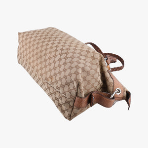 Pre-owned Gucci Medium Bamboo Brown Canvas×Leather 232959 handbag | stylenewstar