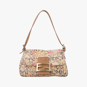 Pre-owned Fendi Baguette Beige×Multicolour fabric 8BR180 shoulderbag | stylenewstar