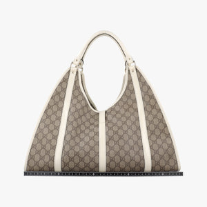 Pre-owned Gucci New Jackie Brown×White PVC coated canvas×Leather 203493 handbag | stylenewstar