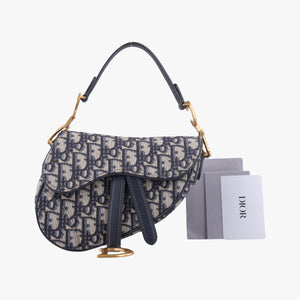 Vintage Christian Dior Saddle Navy Jacquard handbag | stylenewstar