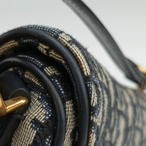 Vintage Christian Dior Saddle Navy Jacquard handbag | stylenewstar