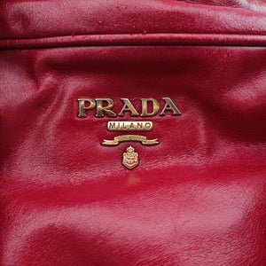 Pre-owned Prada Vitello Shine Shopping Peonia Burgundy Leather BL0821 shoulderbag | stylenewstar