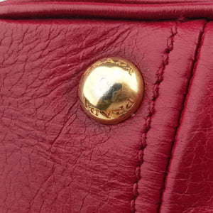 Pre-owned Prada Vitello Shine Shopping Peonia Burgundy Leather BL0821 shoulderbag | stylenewstar