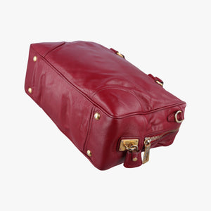 Pre-owned Prada Vitello Shine Shopping Peonia Burgundy Leather BL0821 shoulderbag | stylenewstar